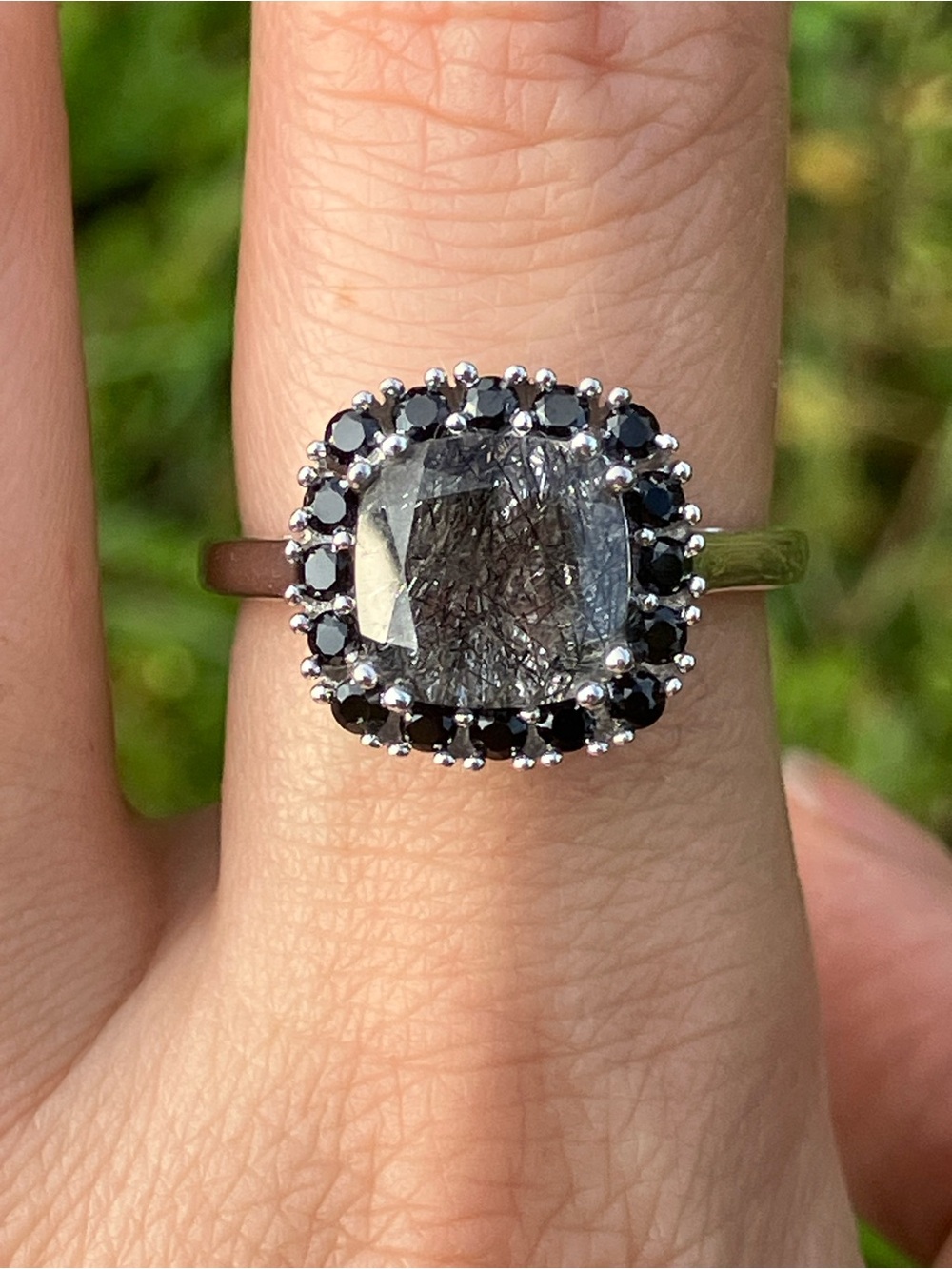 Natural Tourmalinated Quartz Ring Size 9